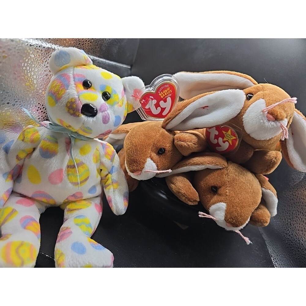 Lot 4 Ears x3 And TY Beanie Baby Eggs 2004 Bunny MINT Photos!! MWMT EASTER